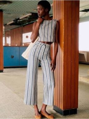 NWOT Sézane Le Crop Jeans in Swim Stripes Size 2/34